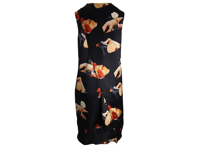 Acne Studios Vestido sin mangas estampado Belvidere en seda negra Negro - vista 2