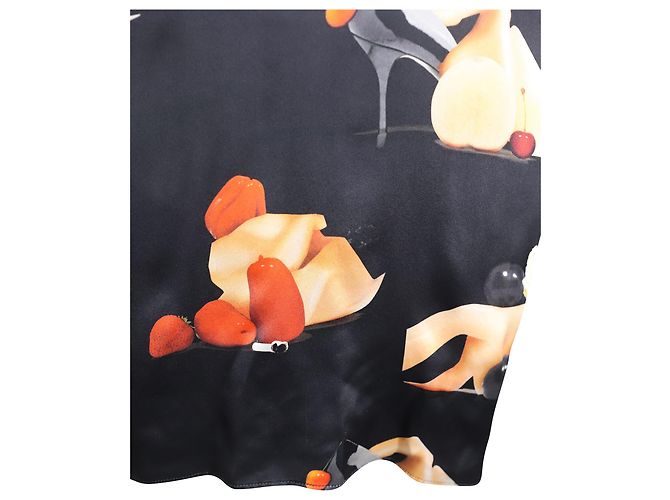 Acne Studios Vestido sin mangas estampado Belvidere en seda negra Negro - vista 4