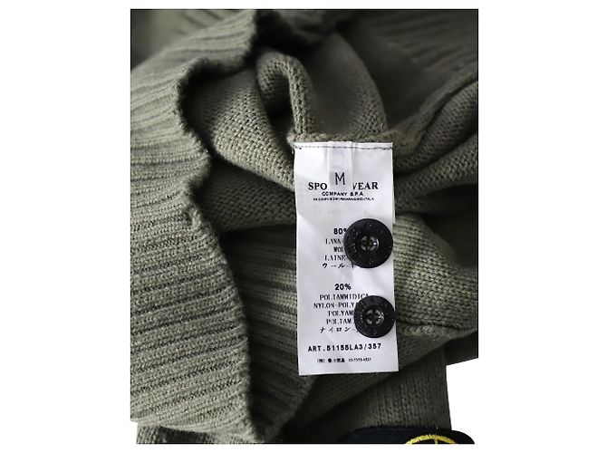 Cardigã Stone Island com zíper e abotoamento em lã verde - vista 4