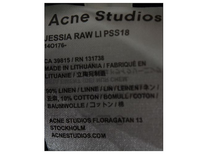 Acne Studios Jessia Kleid mit V-Ausschnitt aus schwarzem Leinen - Ansicht 6