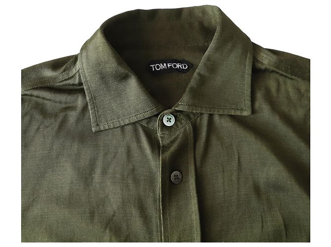 Camicia button-down Tom Ford in viscosa verde - vista 3