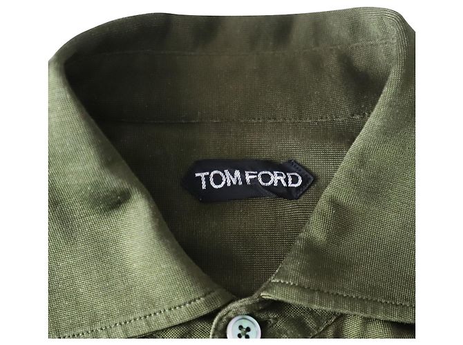 Camicia button-down Tom Ford in viscosa verde - vista 4