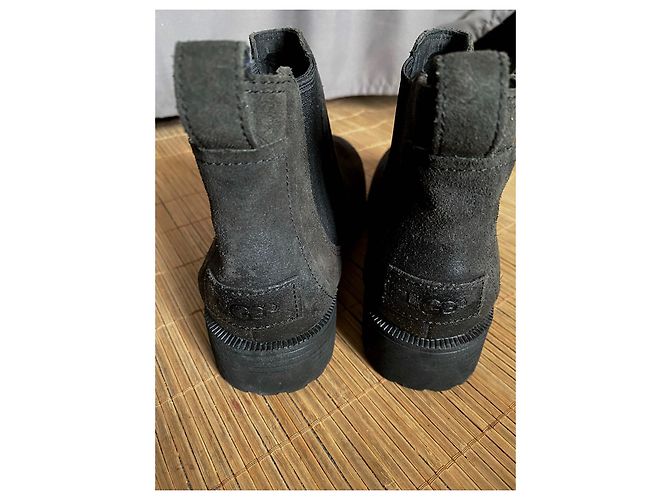 Neue UGG-Lederstiefel mit Fellfutter Schwarz - Ansicht 5