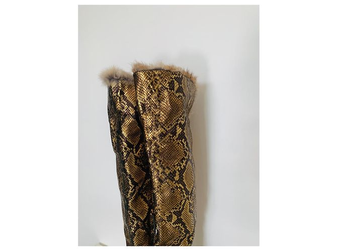 Giuseppe Zanotti Overknee-Stiefel / goldene Python-Stiefel  37 - Ansicht 10