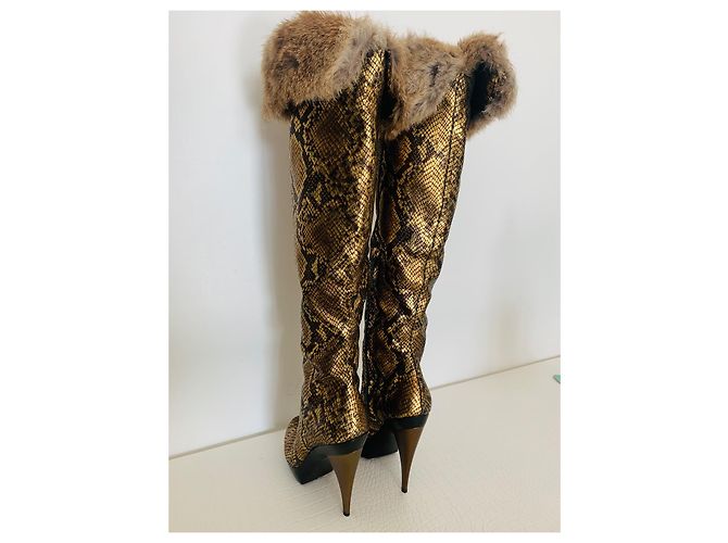 Giuseppe Zanotti Overknee-Stiefel / goldene Python-Stiefel  37 - Ansicht 11