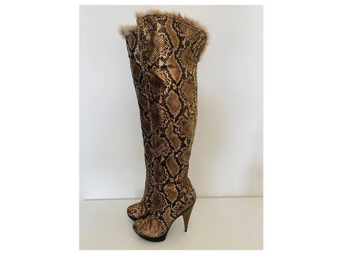 Giuseppe Zanotti Overknee-Stiefel / goldene Python-Stiefel  37 - Ansicht 7