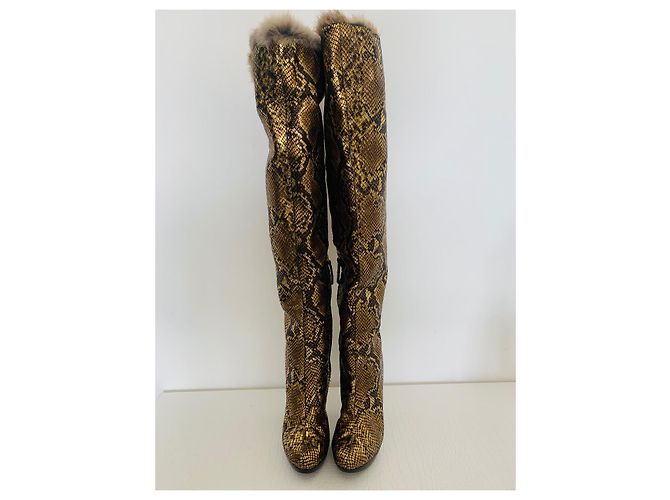 Giuseppe Zanotti Overknee-Stiefel / goldene Python-Stiefel  37 - Ansicht 9