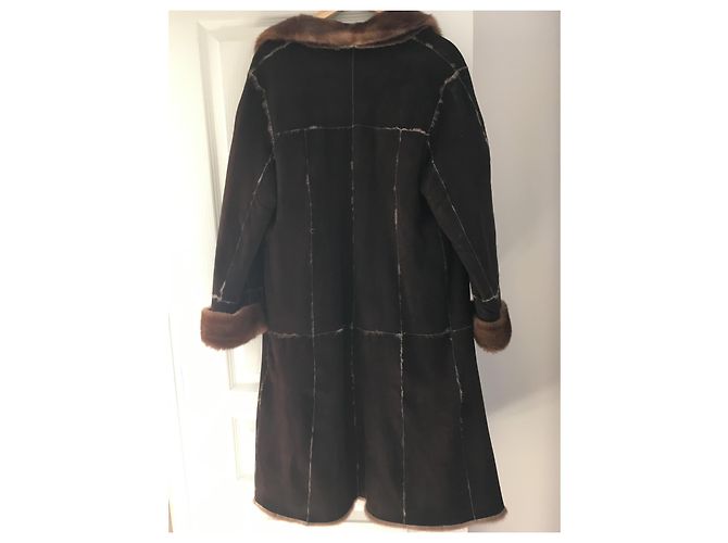 Gerard Darel Abrigo reversible Pelisse de visón y ante Marrón oscuro - vista 2