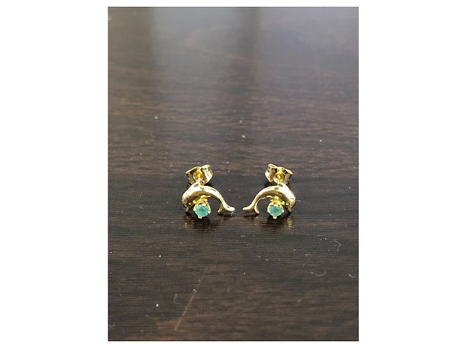 Vintage Gelbgoldene Delfin-Ohrringe - Ansicht 10