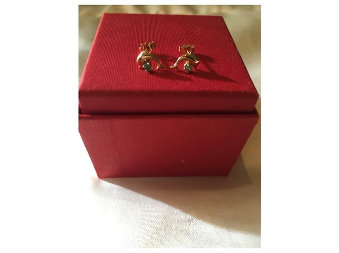 Vintage Gelbgoldene Delfin-Ohrringe - Ansicht 5