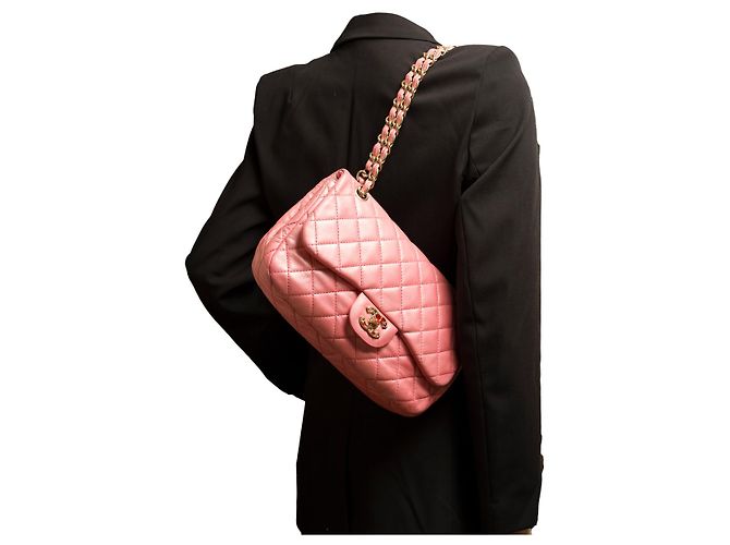 Sac CHANEL Timeless/Classique en Cuir Rose - 101323 - vue 12