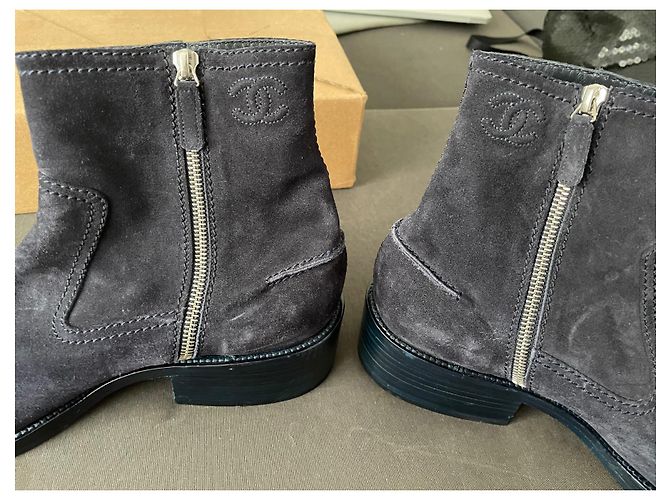 Stivali Chanel Uomo in Scamosciato Blu Navy Marrone - vista 2