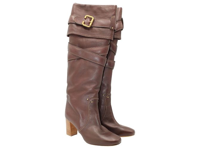 Chloé Botas Chloe Paddington em couro marrom - vista 3