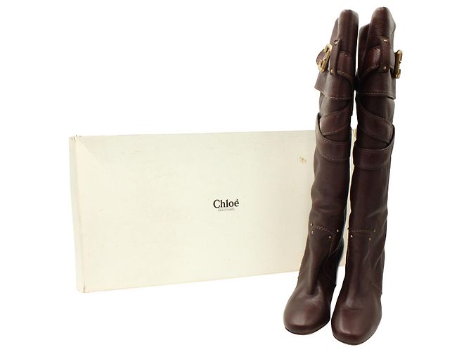 Chloé Botas Chloe Paddington em couro marrom - vista 6