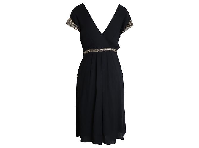 Minivestido de rayón negro con cintura adornada en capas de Temperley London - vista 2