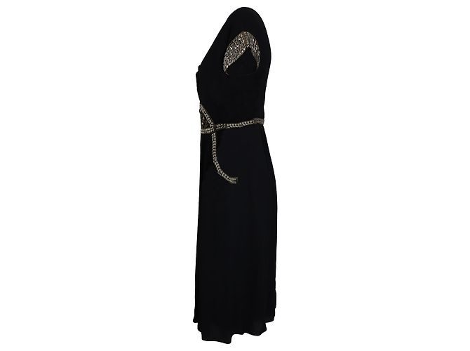 Minivestido de rayón negro con cintura adornada en capas de Temperley London - vista 4