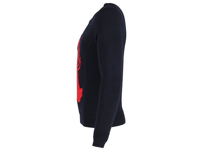 Sandro Paris Lobster Knit Sweater in Navy Blue Wool - view 2