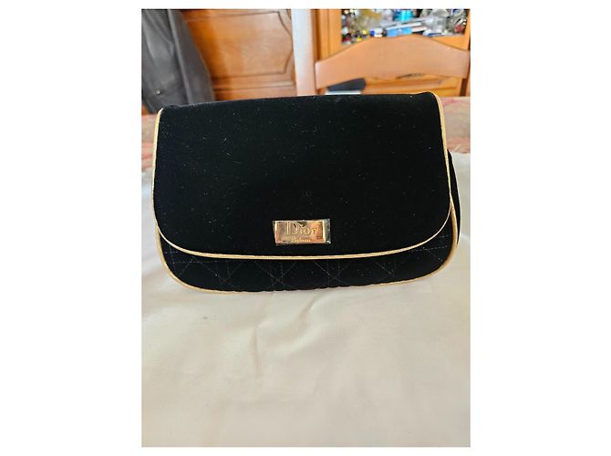 Clutch Christian Dior in velluto nero - vista 7