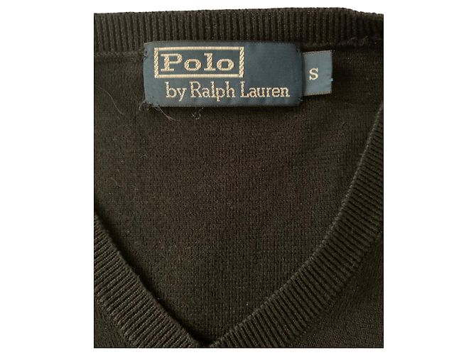 Polo Ralph Lauren schwarzer Baumwollpullover mit V Ausschnitt - Ansicht 4