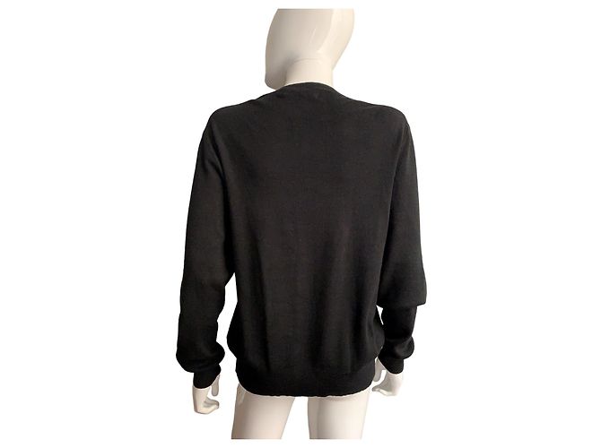 Polo Ralph Lauren schwarzer Baumwollpullover mit V Ausschnitt - Ansicht 7