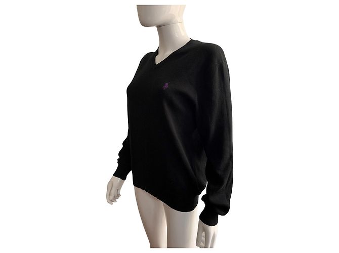 Polo Ralph Lauren schwarzer Baumwollpullover mit V Ausschnitt - Ansicht 8
