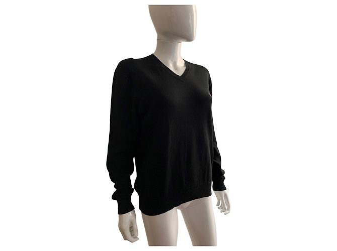 Polo Ralph Lauren schwarzer Baumwollpullover mit V Ausschnitt - Ansicht 9