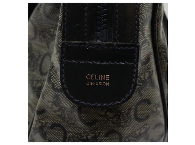 Céline CELINE Borsa a mano in tela macadam con carrozza per cavalli Navy Auth 49448 - vista 18