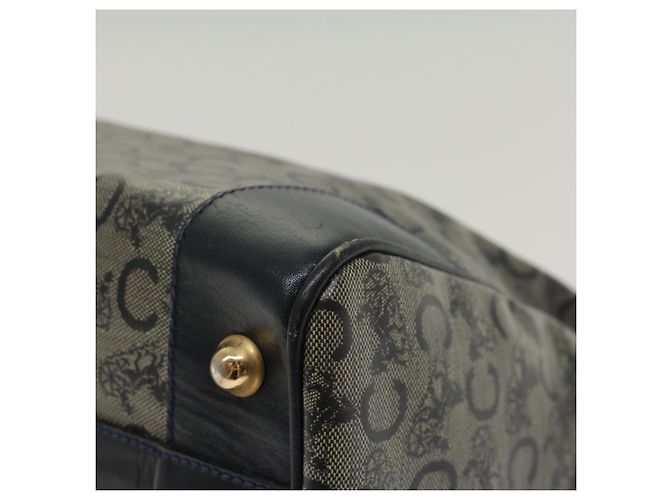 Céline CELINE Borsa a mano in tela macadam con carrozza per cavalli Navy Auth 49448 - vista 9