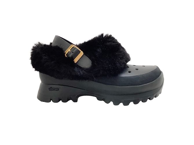 Stella Mc Cartney Schwarze perforierte Trace-Clogs aus Kunstpelz von Stella McCartney - Ansicht 2