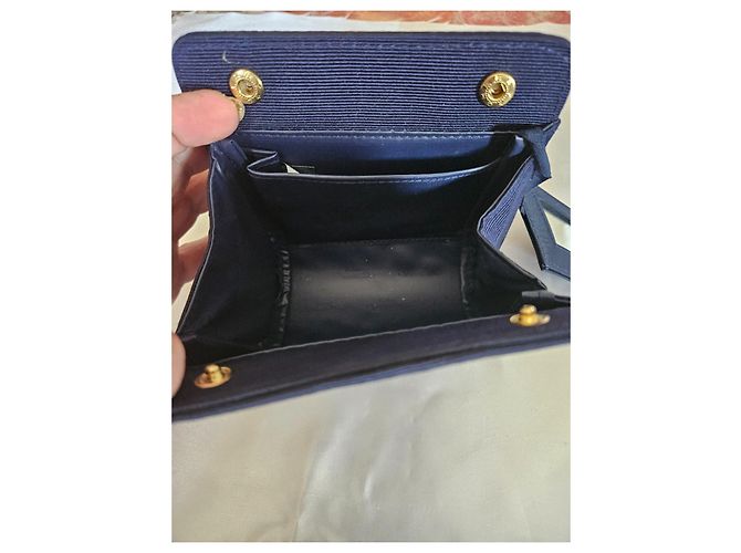Clutch Christian Dior Blu Navy in Tessuto - vista 2