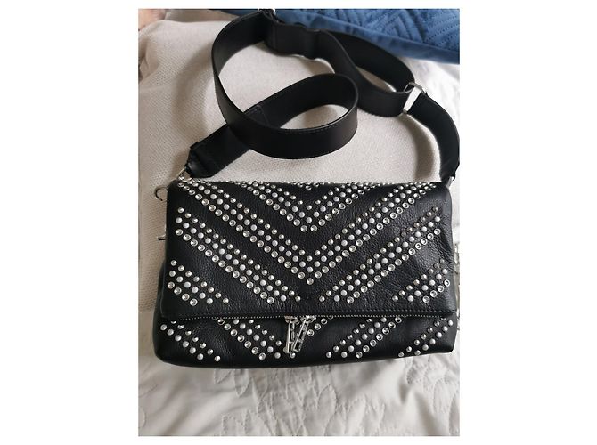 Borsa Rocky Zadig & Voltaire in pelle martellata nera e borchie Nero Silver hardware - vista 10