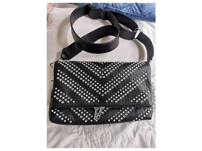 Borsa Rocky Zadig & Voltaire in pelle martellata nera e borchie Nero Silver hardware - vista 13