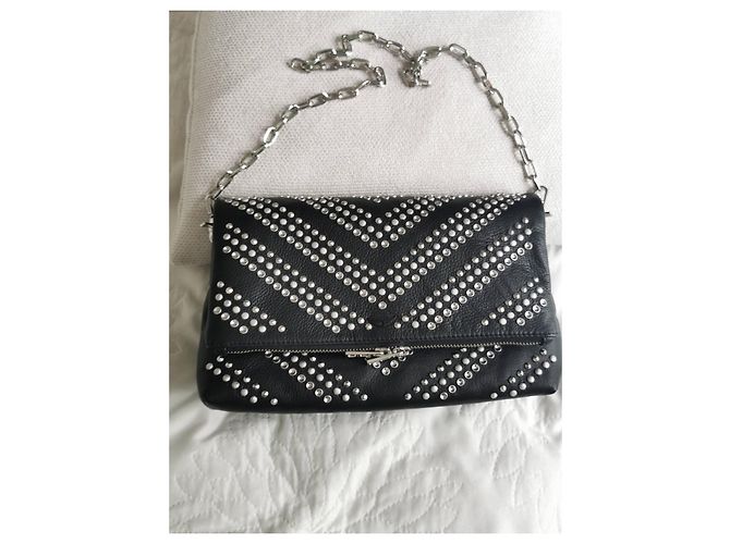 Borsa Rocky Zadig & Voltaire in pelle martellata nera e borchie Nero Silver hardware - vista 16