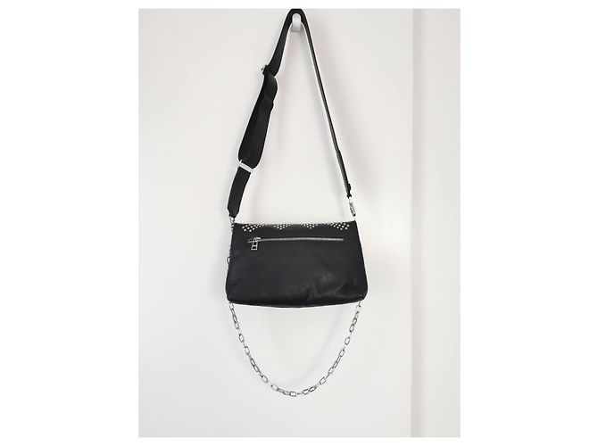 Borsa Rocky Zadig & Voltaire in pelle martellata nera e borchie Nero Silver hardware - vista 3