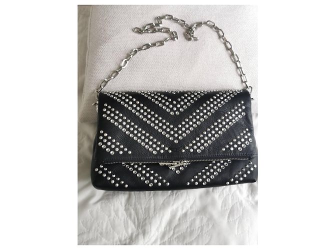Borsa Rocky Zadig & Voltaire in pelle martellata nera e borchie Nero Silver hardware - vista 4