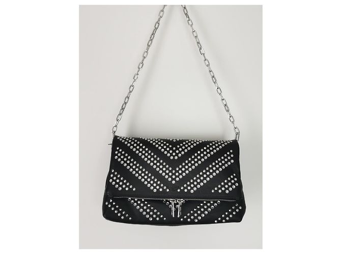 Borsa Rocky Zadig & Voltaire in pelle martellata nera e borchie Nero Silver hardware - vista 5