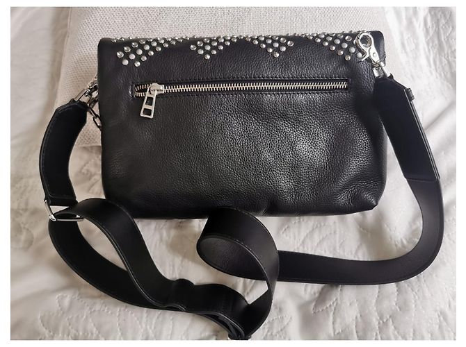 Borsa Rocky Zadig & Voltaire in pelle martellata nera e borchie Nero Silver hardware - vista 6