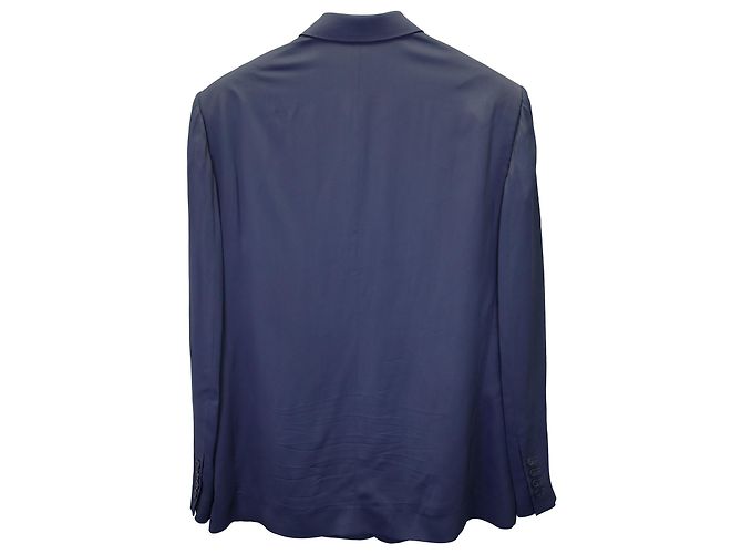Balenciaga Single-Breasted Blazer Jacket in Navy Blue Viscose - view 2