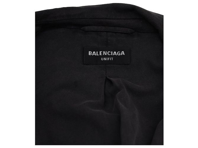 Balenciaga Distressed Blazer Jacket in Black Cotton - view 3