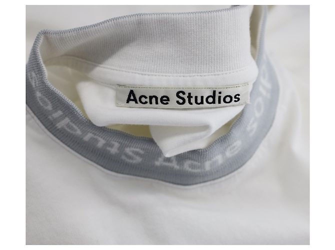 Camiseta con cuello y logo de Acne Studios en algodón blanco - vista 3