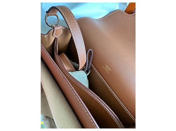 Borsa a mano Hermès Roulis 23 in pelle oro Marrone - vista 3
