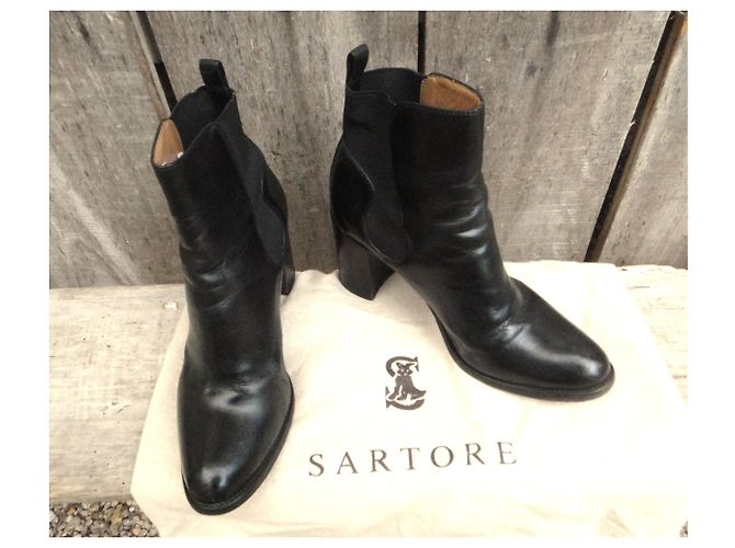 Botas Sartore de piel negras 38,5 FR Negro - vista 8