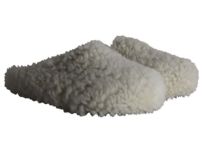Sabot Marni in shearling con punta tonda in lana bianca Bianco - vista 3