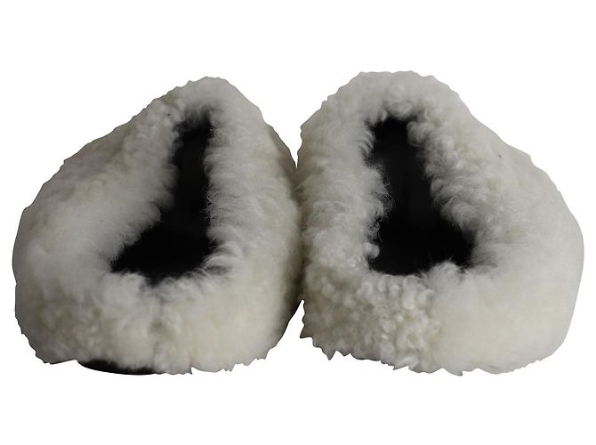 Sabot Marni in shearling con punta tonda in lana bianca Bianco - vista 4