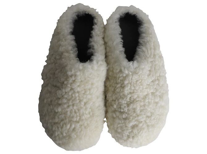 Sabot Marni in shearling con punta tonda in lana bianca Bianco - vista 6