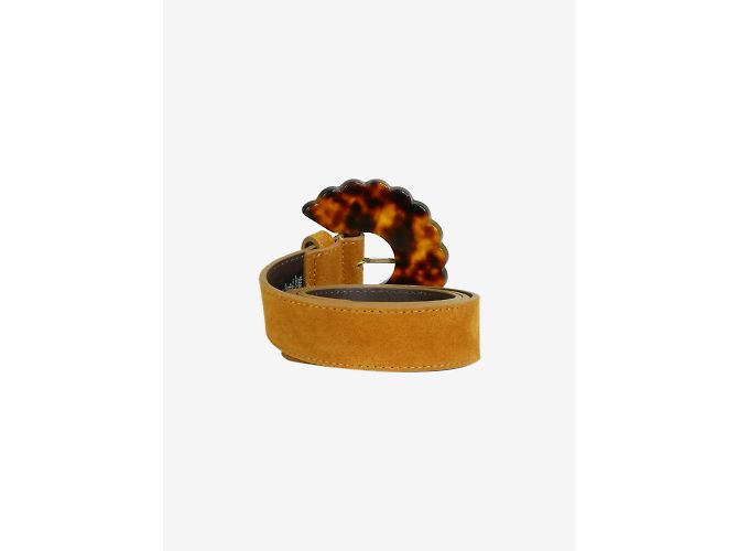 SéZane Brown suede and leather belt with tortoise shell buckle - view 5