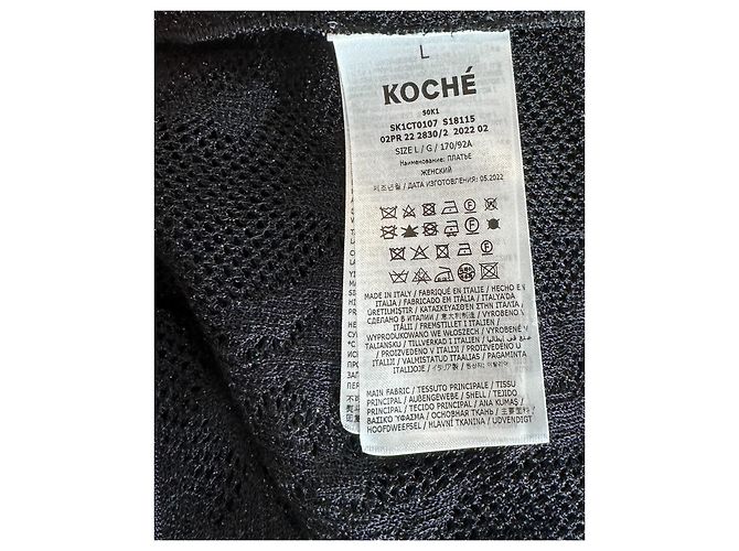 Autre Marque Koché Langes schwarzes Kleid mit Blumenspitze - Ansicht 10