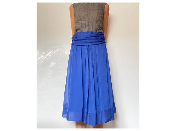 Autre Marque blaues trägerloses Chiffonkleid Größe One oder S-M  (36 BEIM 40) - Ansicht 10