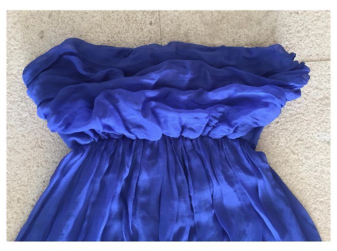 Autre Marque blaues trägerloses Chiffonkleid Größe One oder S-M  (36 BEIM 40) - Ansicht 3