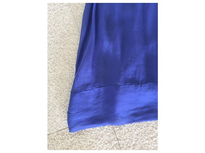 Autre Marque blaues trägerloses Chiffonkleid Größe One oder S-M  (36 BEIM 40) - Ansicht 4